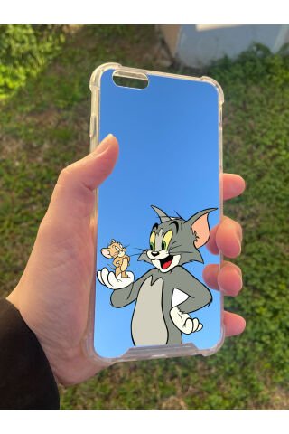 İphone 6 Plus Uyumlu Aynalı Tom Ve Jerry Desenli Darbe Kamera Korumalı Silikon Telefon Kılıfı