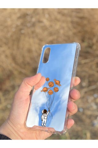 Samsung Galaxy A02 Uyumlu Aynalı Astronot Desenli Darbe Kamera Korumalı Silikon Telefon Kılıfı