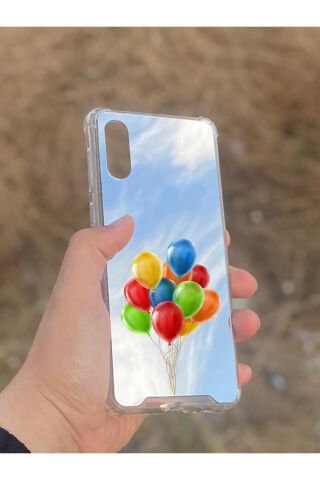 Samsung Galaxy A02 Uyumlu Aynalı Balon Desenli Darbe Kamera Korumalı Silikon Telefon Kılıfı