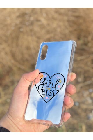 Samsung Galaxy A02 Uyumlu Aynalı Girl Bos Desenli Darbe Kamera Korumalı Silikon Telefon Kılıfı