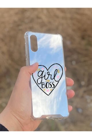 Samsung Galaxy A02 Uyumlu Aynalı Girl Bos Desenli Darbe Kamera Korumalı Silikon Telefon Kılıfı