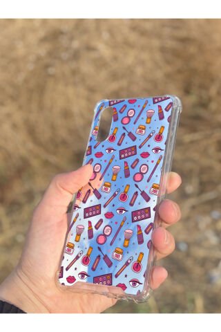 Samsung Galaxy A02 Uyumlu Aynalı Makyaj Desenli Darbe Kamera Korumalı Silikon Telefon Kılıfı