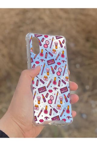 Samsung Galaxy A02 Uyumlu Aynalı Makyaj Desenli Darbe Kamera Korumalı Silikon Telefon Kılıfı