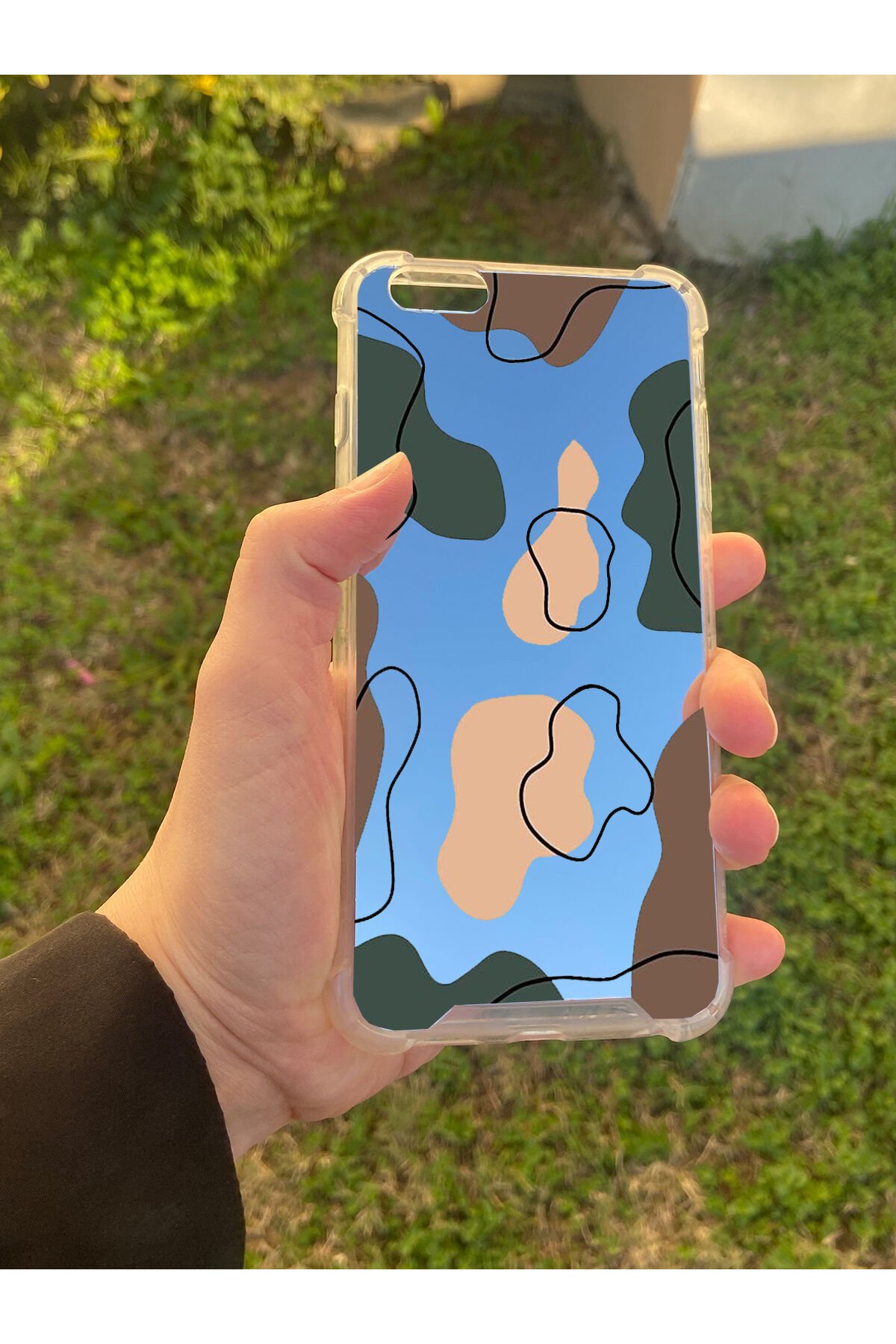 İphone 6 Plus Uyumlu Aynalı Dalga Desenli Darbe Kamera Korumalı Silikon Telefon Kılıfı