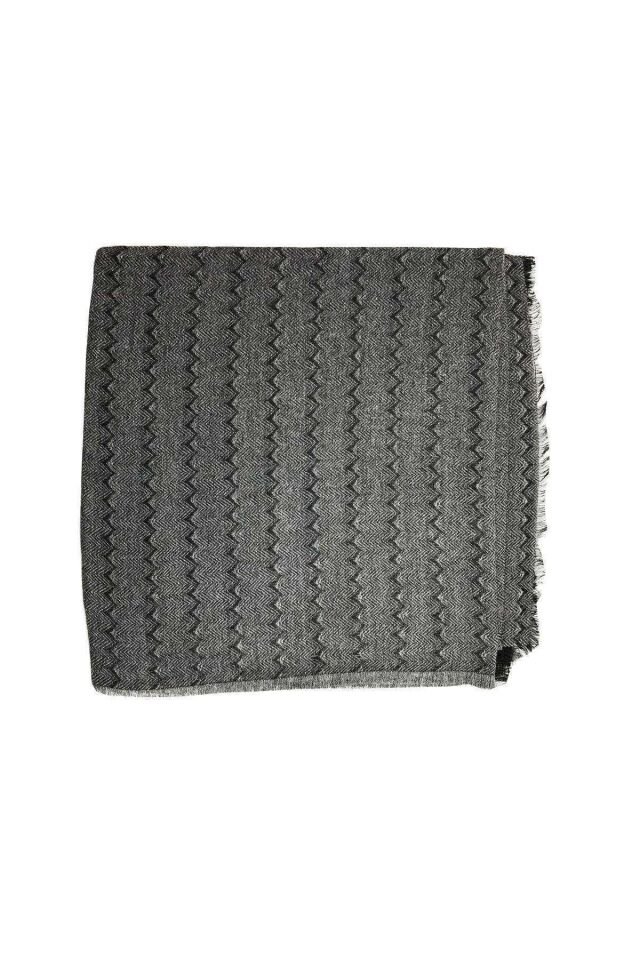 Kadın Pamuklı Yün Eşarp Gri 100x100