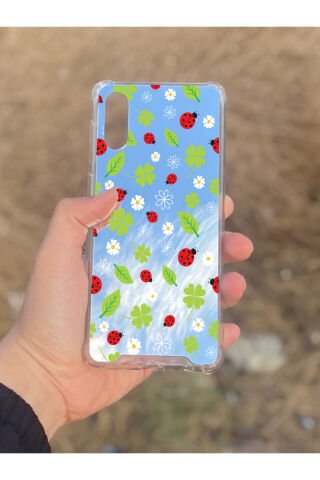 Samsung Galaxy A02 Uyumlu Aynalı Yeşil Desenli Darbe Kamera Korumalı Silikon Telefon Kılıfı