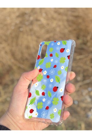 Samsung Galaxy A02 Uyumlu Aynalı Yeşil Desenli Darbe Kamera Korumalı Silikon Telefon Kılıfı