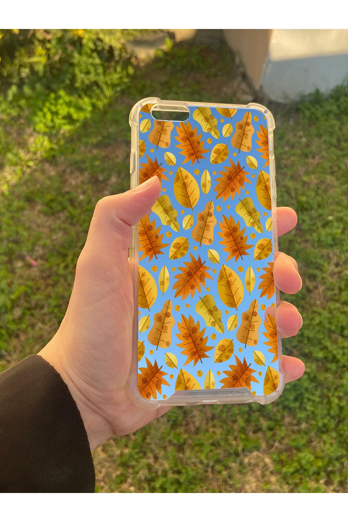İphone 6S Plus Uyumlu Aynalı Kahverengi Desenli Darbe Kamera Korumalı Silikon Telefon Kılıfı