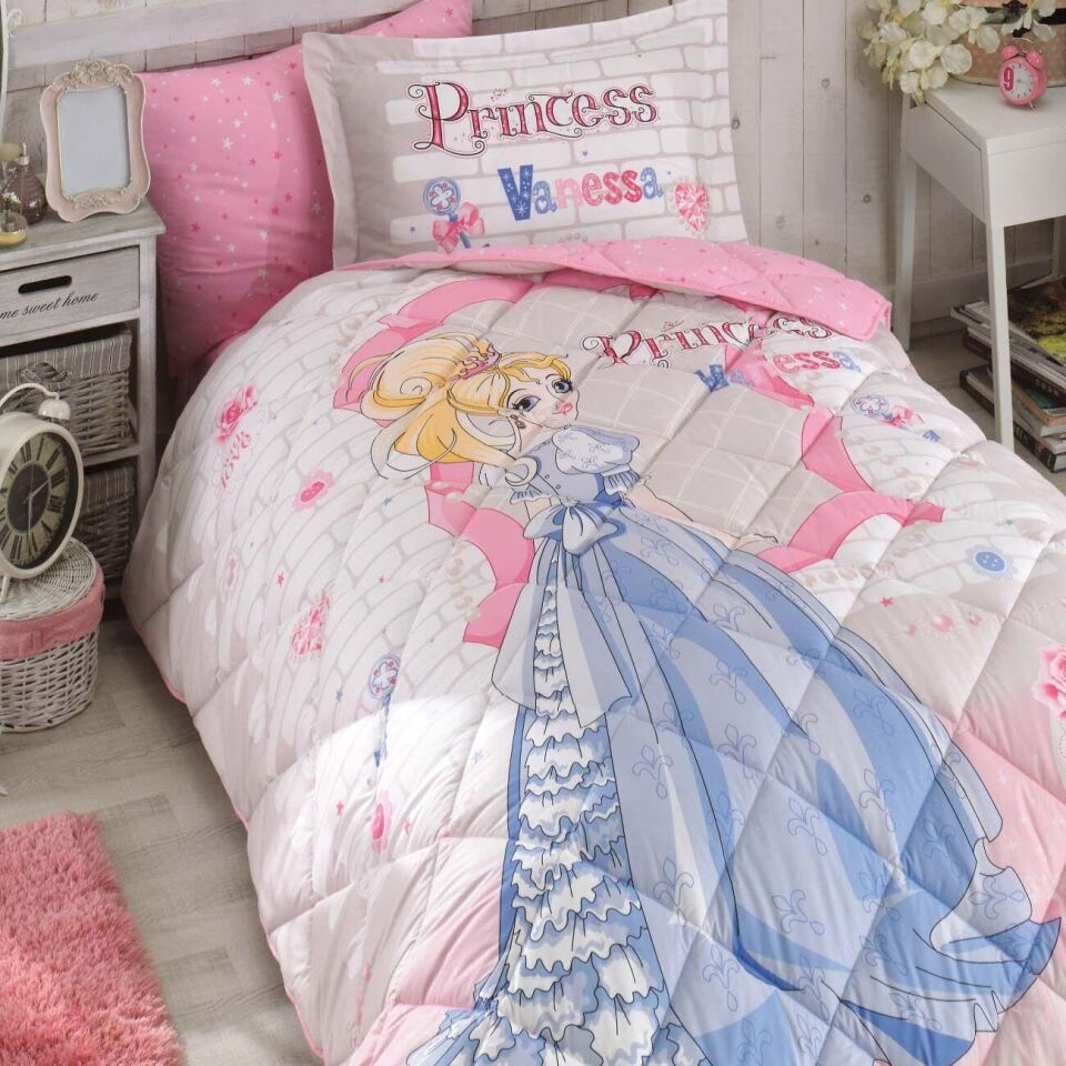 Ranforce 100% Pamuk Tek Kişilik Yorgan Vanessa Pembe