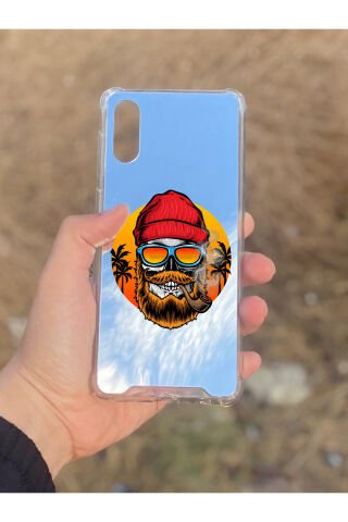 Samsung Galaxy A02 Uyumlu Aynalı Kuru Kafa Desenli Darbe Kamera Korumalı Silikon Telefon Kılıfı