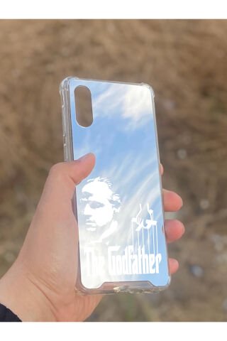Samsung Galaxy A02 Uyumlu Aynalı GodFather Desenli Darbe Kamera Korumalı Silikon Telefon Kılıfı