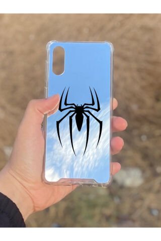 Samsung Galaxy A02 Uyumlu Aynalı Spider Desenli Darbe Kamera Korumalı Silikon Telefon Kılıfı