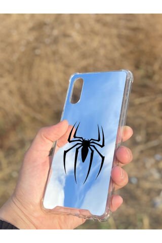 Samsung Galaxy A02 Uyumlu Aynalı Spider Desenli Darbe Kamera Korumalı Silikon Telefon Kılıfı