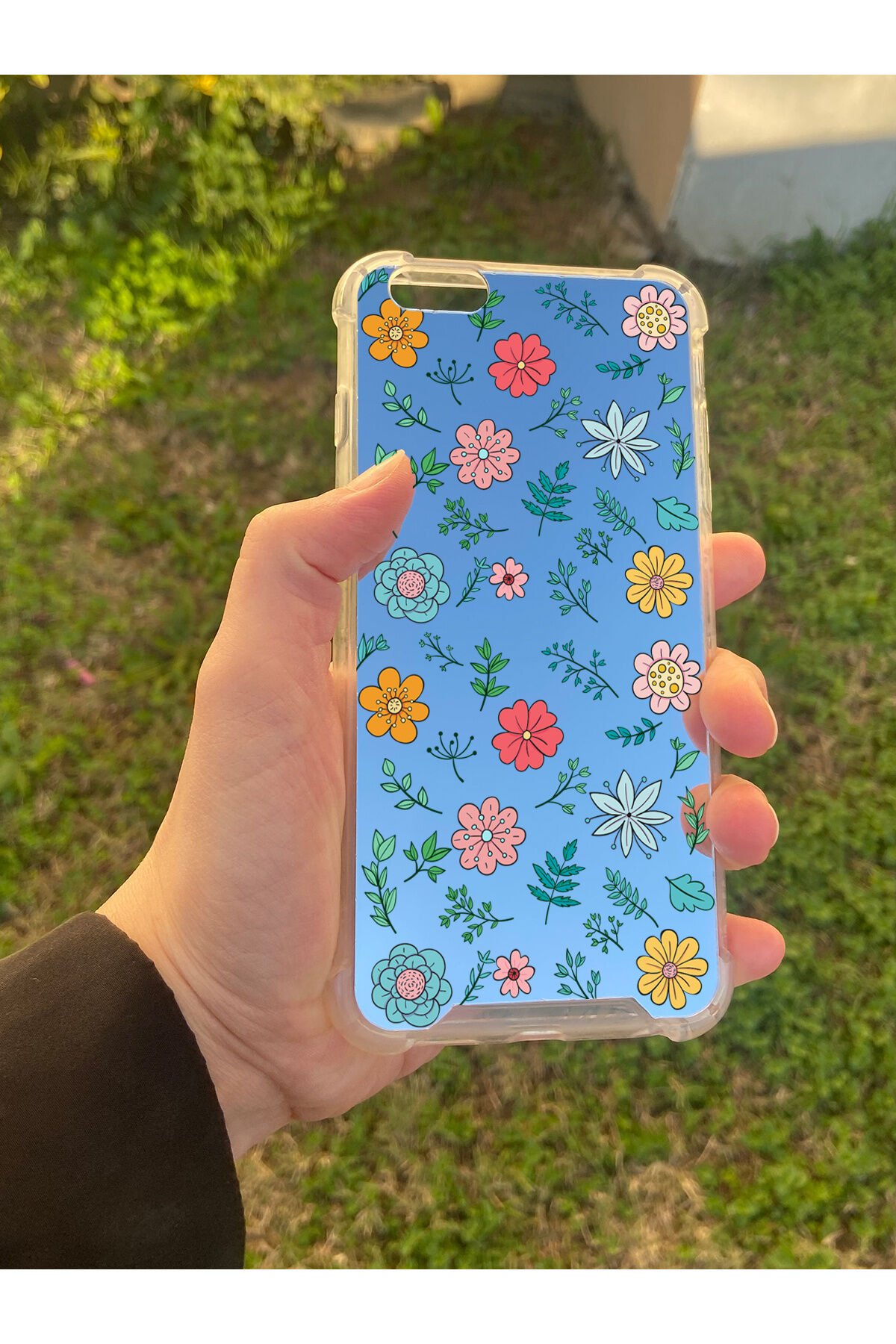 İphone 6S Plus Uyumlu Aynalı Yeşil Desenli Darbe Kamera Korumalı Silikon Telefon Kılıfı