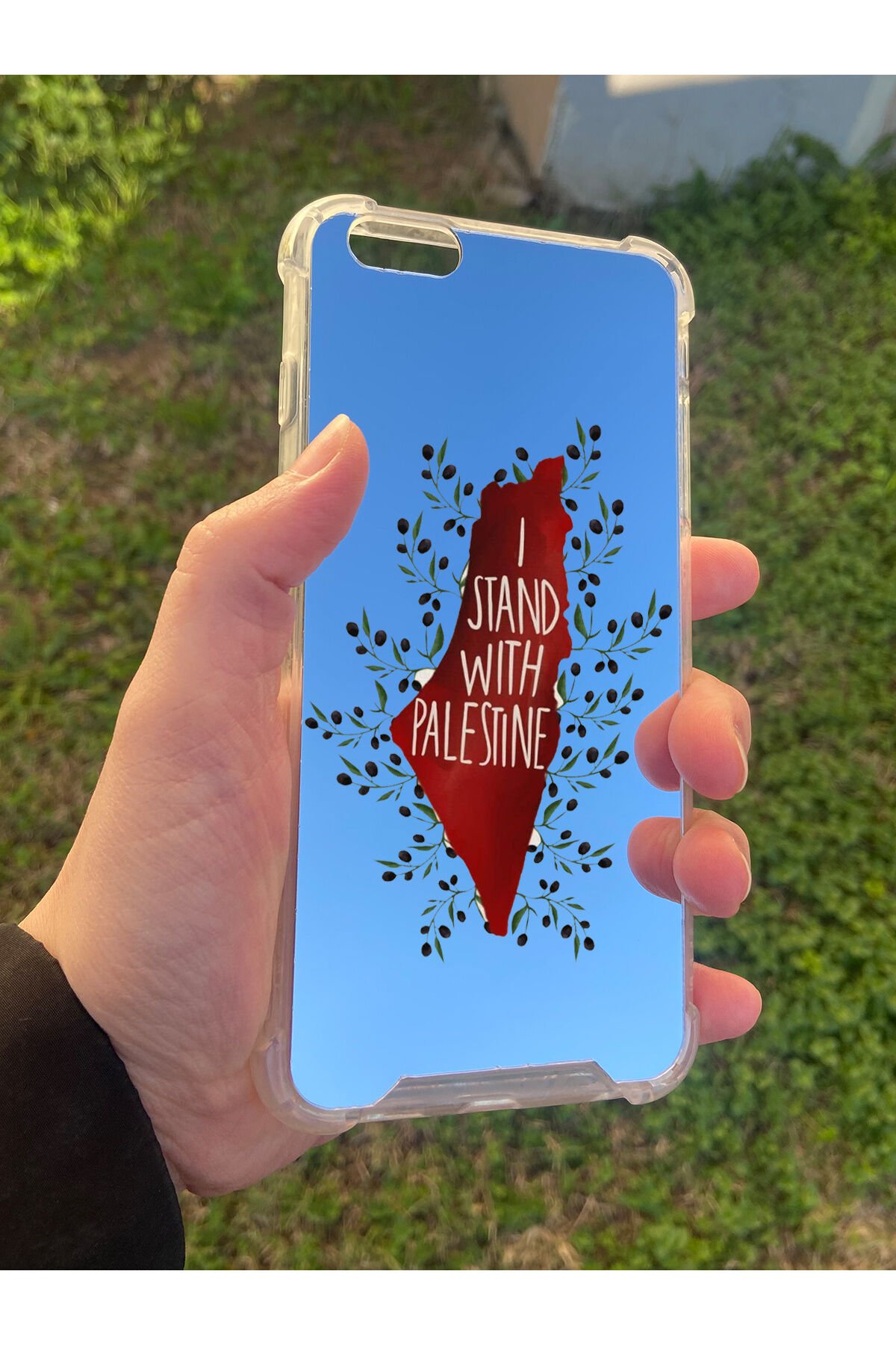 İphone 6S Plus Uyumlu Aynalı Palestine Desenli Darbe Kamera Korumalı Silikon Telefon Kılıfı