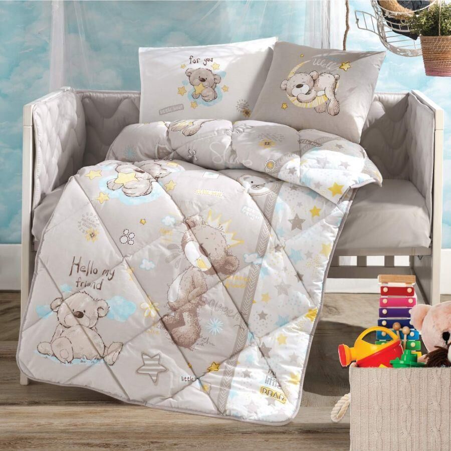 Ranforce 100% Pamuk  Bebek Uyku Seti Little Bear Bej V1