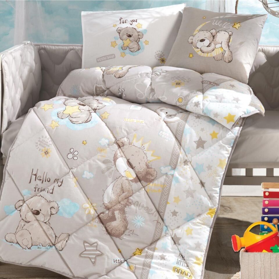 Ranforce 100% Pamuk  Bebek Uyku Seti Little Bear Bej V1