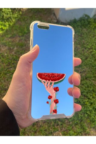 İphone 6S Plus Uyumlu Aynalı Filistin Desenli Darbe Kamera Korumalı Silikon Telefon Kılıfı