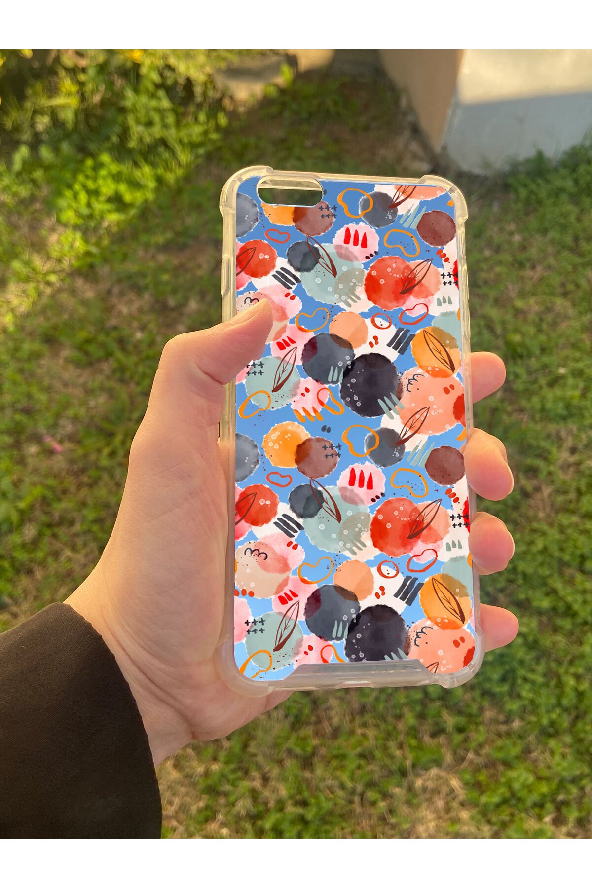 İphone 6S Plus Uyumlu Aynalı Daire Desenli Darbe Kamera Korumalı Silikon Telefon Kılıfı