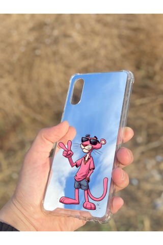 Samsung Galaxy A02 Uyumlu Aynalı Pembe Panter Desenli Darbe Kamera Korumalı Silikon Telefon Kılıfı