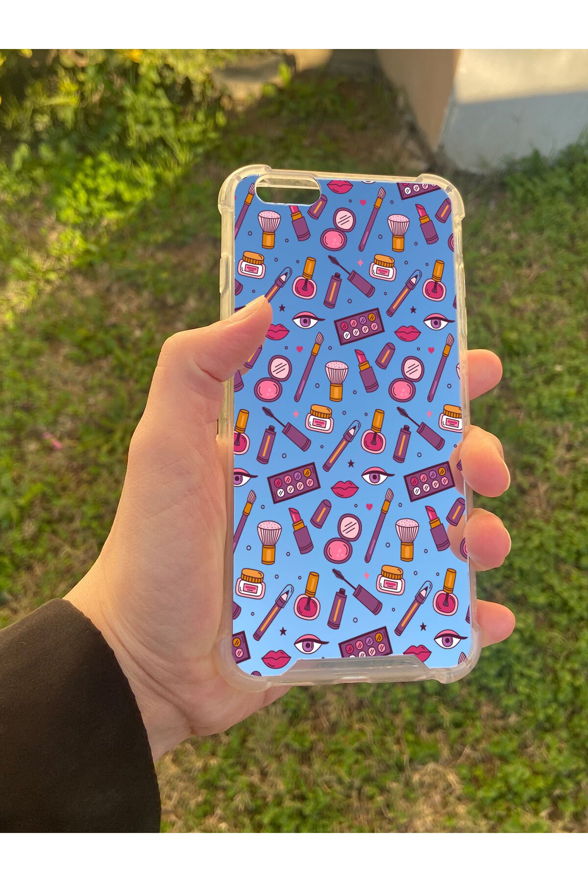 İphone 6S Plus Uyumlu Aynalı Makyaj Desenli Darbe Kamera Korumalı Silikon Telefon Kılıfı