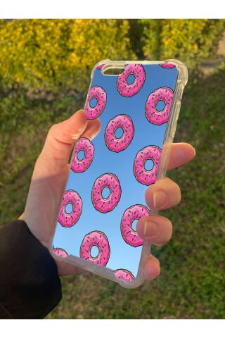 İphone 6S Plus Uyumlu Aynalı Donut Desenli Darbe Kamera Korumalı Silikon Telefon Kılıfı