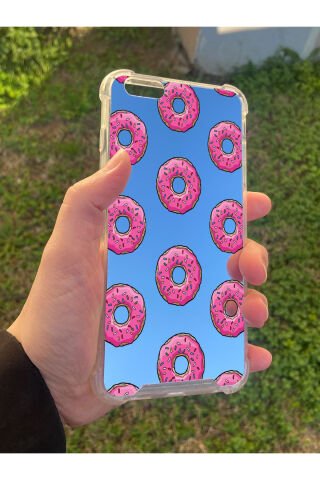 İphone 6S Plus Uyumlu Aynalı Donut Desenli Darbe Kamera Korumalı Silikon Telefon Kılıfı