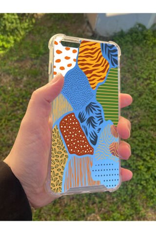 İphone 6S Plus Uyumlu Aynalı Karışık Desenli Darbe Kamera Korumalı Silikon Telefon Kılıfı