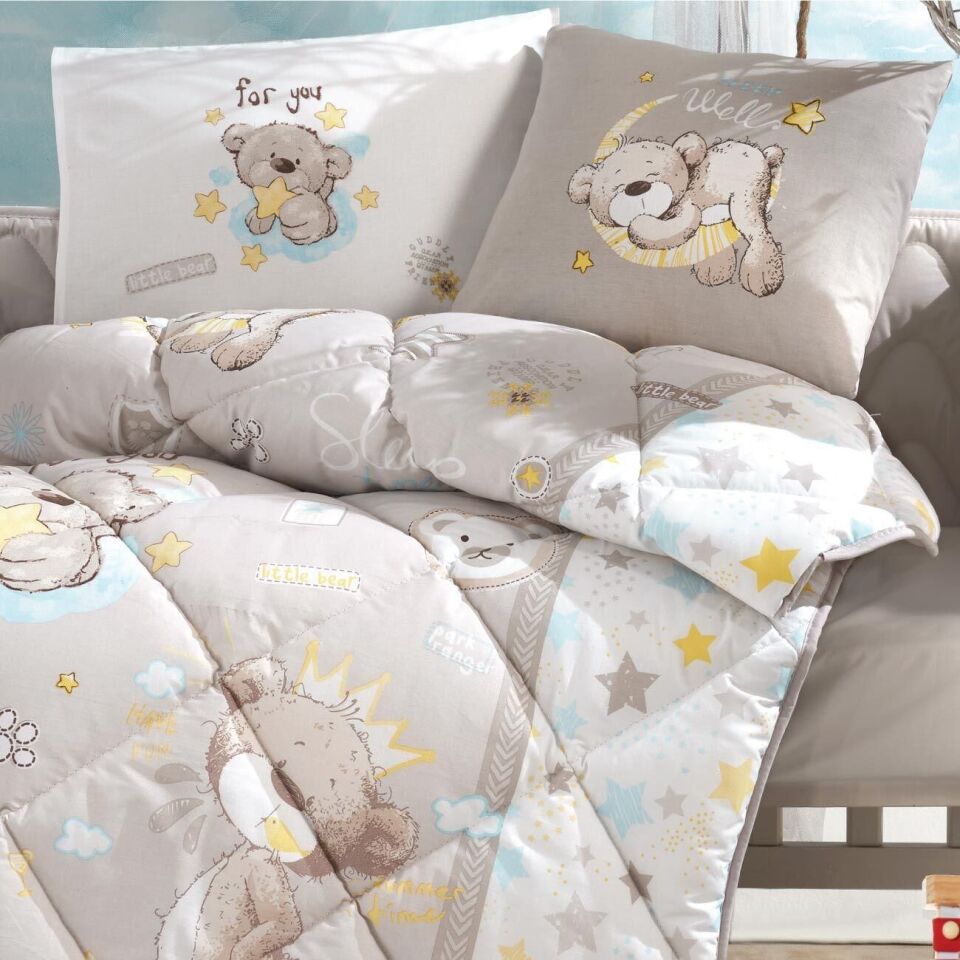 Ranforce 100% Pamuk Bebek Yorgan Little Bear Bej V1