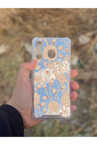Samsung Galaxy A30 Uyumlu Aynalı Lale Desenli Darbe Kamera Korumalı Silikon Telefon Kılıfı