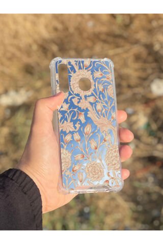 Samsung Galaxy A30 Uyumlu Aynalı Lale Desenli Darbe Kamera Korumalı Silikon Telefon Kılıfı
