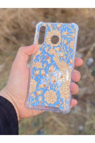 Samsung Galaxy A30 Uyumlu Aynalı Lale Desenli Darbe Kamera Korumalı Silikon Telefon Kılıfı
