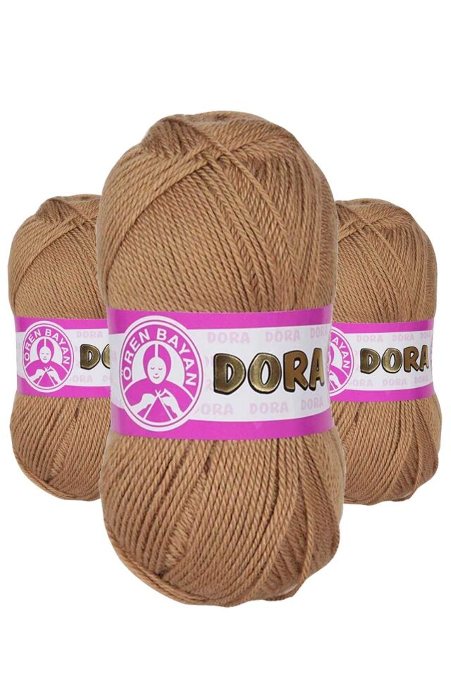 3 Adet Dora El Örgü İpi Yünü 100 gr 099 Açık Kahve