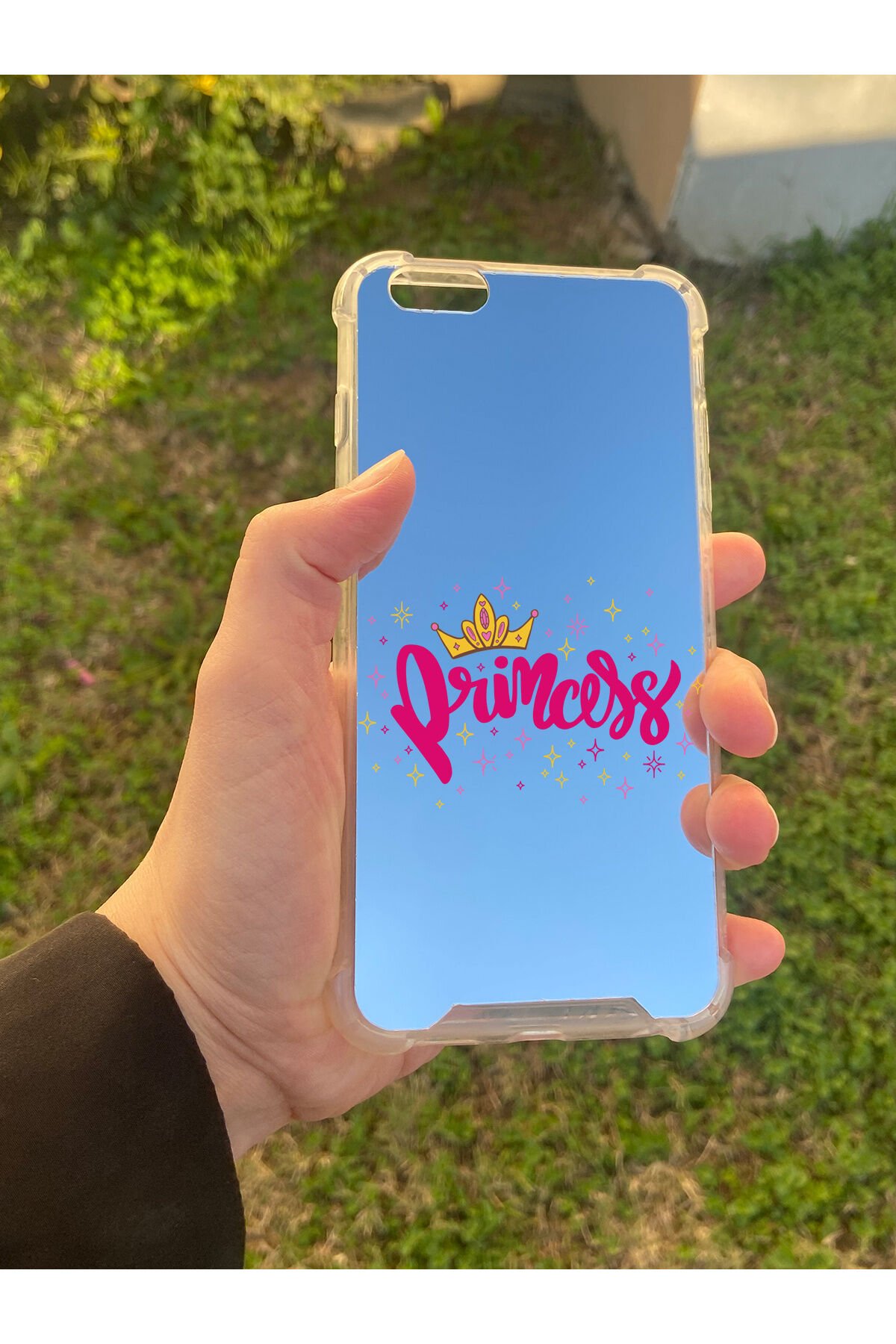 İphone 6S Plus Uyumlu Aynalı Prenses Desenli Darbe Kamera Korumalı Silikon Telefon Kılıfı