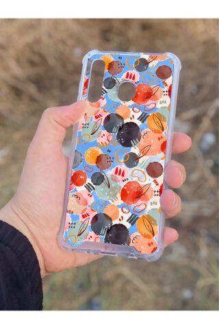 Samsung Galaxy A30 Uyumlu Aynalı Renkli Daire Desenli Darbe Kamera Korumalı Silikon Telefon Kılıfı