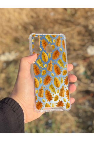 Samsung Galaxy A30 Uyumlu Aynalı Kahverengi Desenli Darbe Kamera Korumalı Silikon Telefon Kılıfı