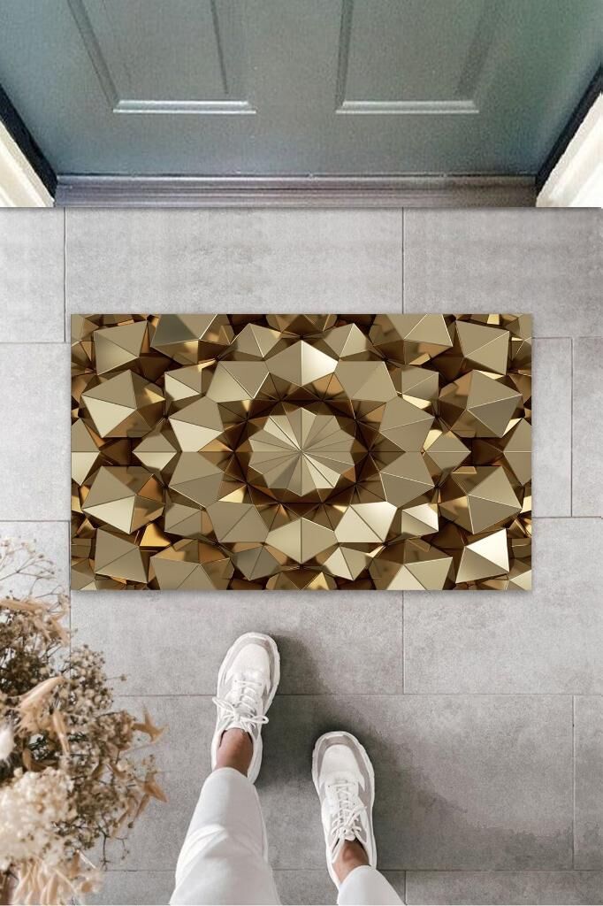Dijital Baskı Gold Üçgen Dijital Paspas K-3140