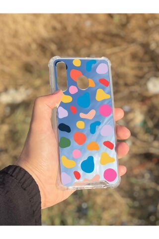 Samsung Galaxy A30 Uyumlu Aynalı Benek Desenli Darbe Kamera Korumalı Silikon Telefon Kılıfı