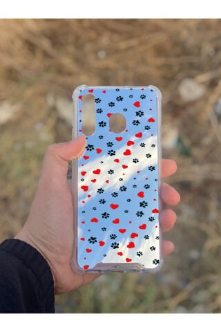 Samsung Galaxy A30 Uyumlu Aynalı Pati Desenli Darbe Kamera Korumalı Silikon Telefon Kılıfı