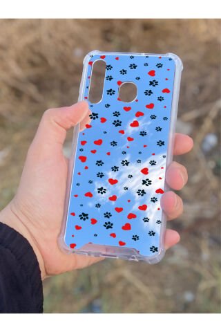 Samsung Galaxy A30 Uyumlu Aynalı Pati Desenli Darbe Kamera Korumalı Silikon Telefon Kılıfı