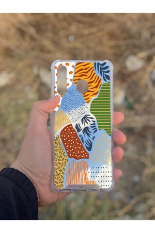 Samsung Galaxy A30 Uyumlu Aynalı Renkli Leopar Desenli Darbe Kamera Korumalı Silikon Telefon Kılıfı