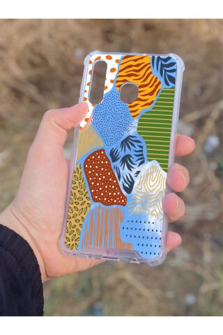 Samsung Galaxy A30 Uyumlu Aynalı Renkli Leopar Desenli Darbe Kamera Korumalı Silikon Telefon Kılıfı