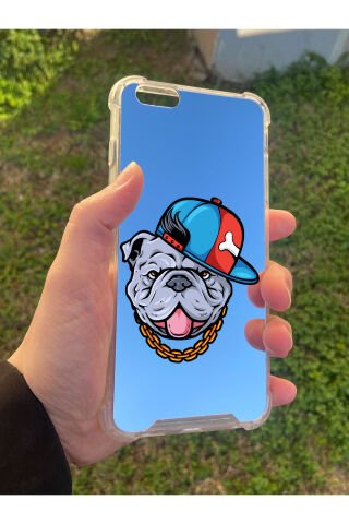 İphone 6S Plus Uyumlu Aynalı Köpek Desenli Darbe Kamera Korumalı Silikon Telefon Kılıfı