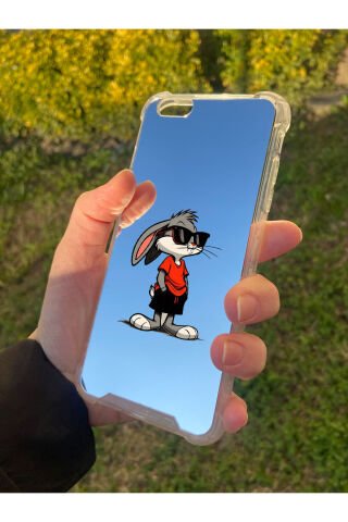 İphone 6S Plus Uyumlu Aynalı Tavşan Desenli Darbe Kamera Korumalı Silikon Telefon Kılıfı