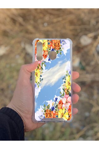 Samsung Galaxy A30 Uyumlu Aynalı Rengarenk Desenli Darbe Kamera Korumalı Silikon Telefon Kılıfı