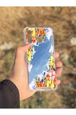 Samsung Galaxy A30 Uyumlu Aynalı Rengarenk Desenli Darbe Kamera Korumalı Silikon Telefon Kılıfı