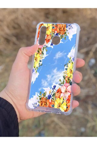 Samsung Galaxy A30 Uyumlu Aynalı Rengarenk Desenli Darbe Kamera Korumalı Silikon Telefon Kılıfı