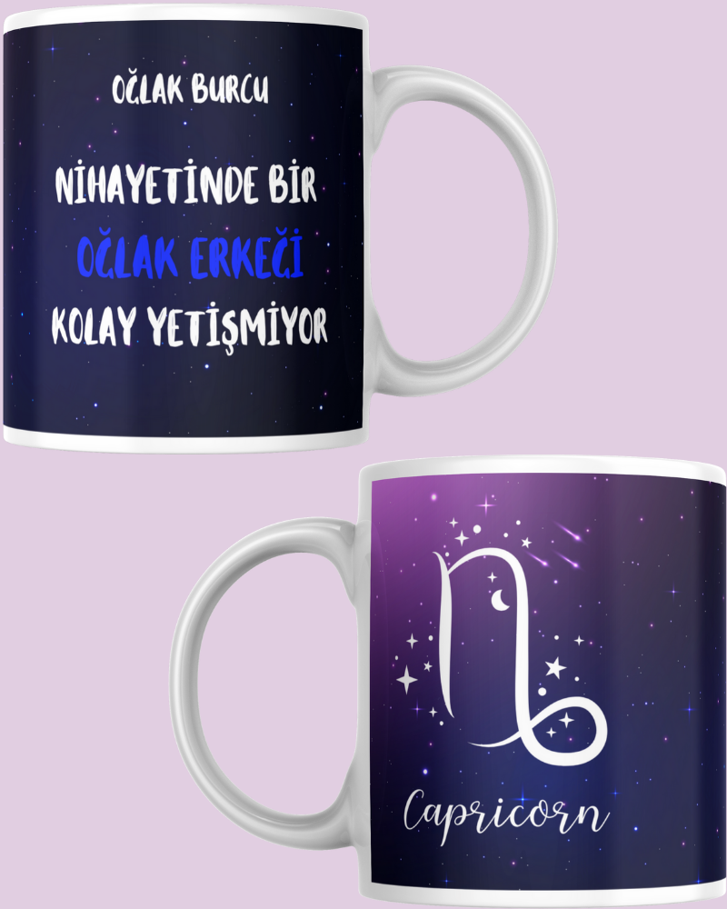 Oğlak Burcu Erkeği Tasarım Seramik 350 Ml Kupa Bardak