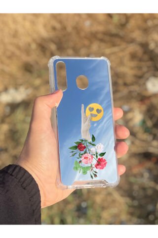 Samsung Galaxy A30 Uyumlu Aynalı Çiçekli El Desenli Darbe Kamera Korumalı Silikon Telefon Kılıfı