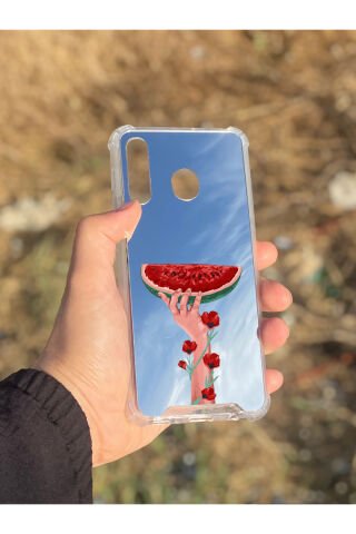 Samsung Galaxy A30 Uyumlu Aynalı Palestine Desenli Darbe Kamera Korumalı Silikon Telefon Kılıfı